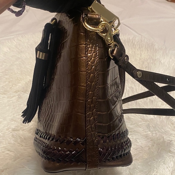 Brahmin Metallic Brown Duxbury Crocodile Satchel - Picture 8 of 11